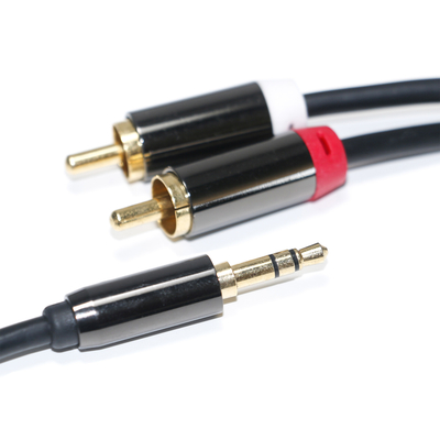 RCA Audio Cable 3.5MM 2-1 Black Metal Shell для Car Audio 0.53M 1M 2M