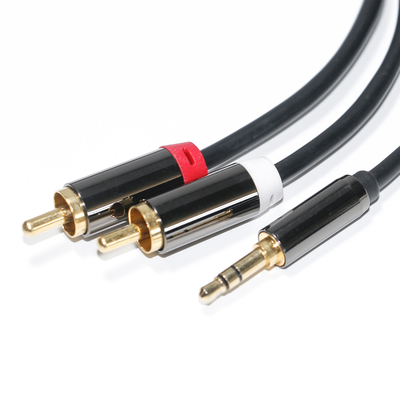 RCA Audio Cable 3.5MM 2-1 Black Metal Shell для Car Audio 0.53M 1M 2M