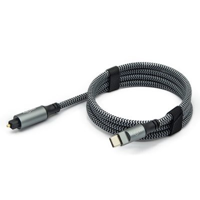 Чёрный текстурированный кабель Toslink Digital Audio с мужскими соединителями типа C и позолоченными соединителями для кристально-чистого звука