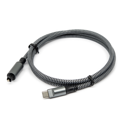 Чёрный текстурированный кабель Toslink Digital Audio с мужскими соединителями типа C и позолоченными соединителями для кристально-чистого звука