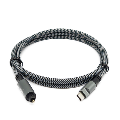 Чёрный текстурированный кабель Toslink Digital Audio с мужскими соединителями типа C и позолоченными соединителями для кристально-чистого звука