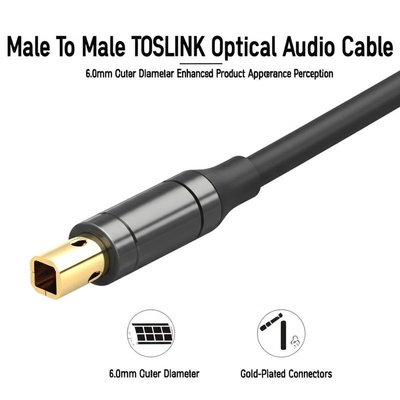 Оптический аудиокабель TOSLINK Male-Male, внешний диаметр 6,0 мм, улучшенное восприятие продукта, позолоченные разъемы